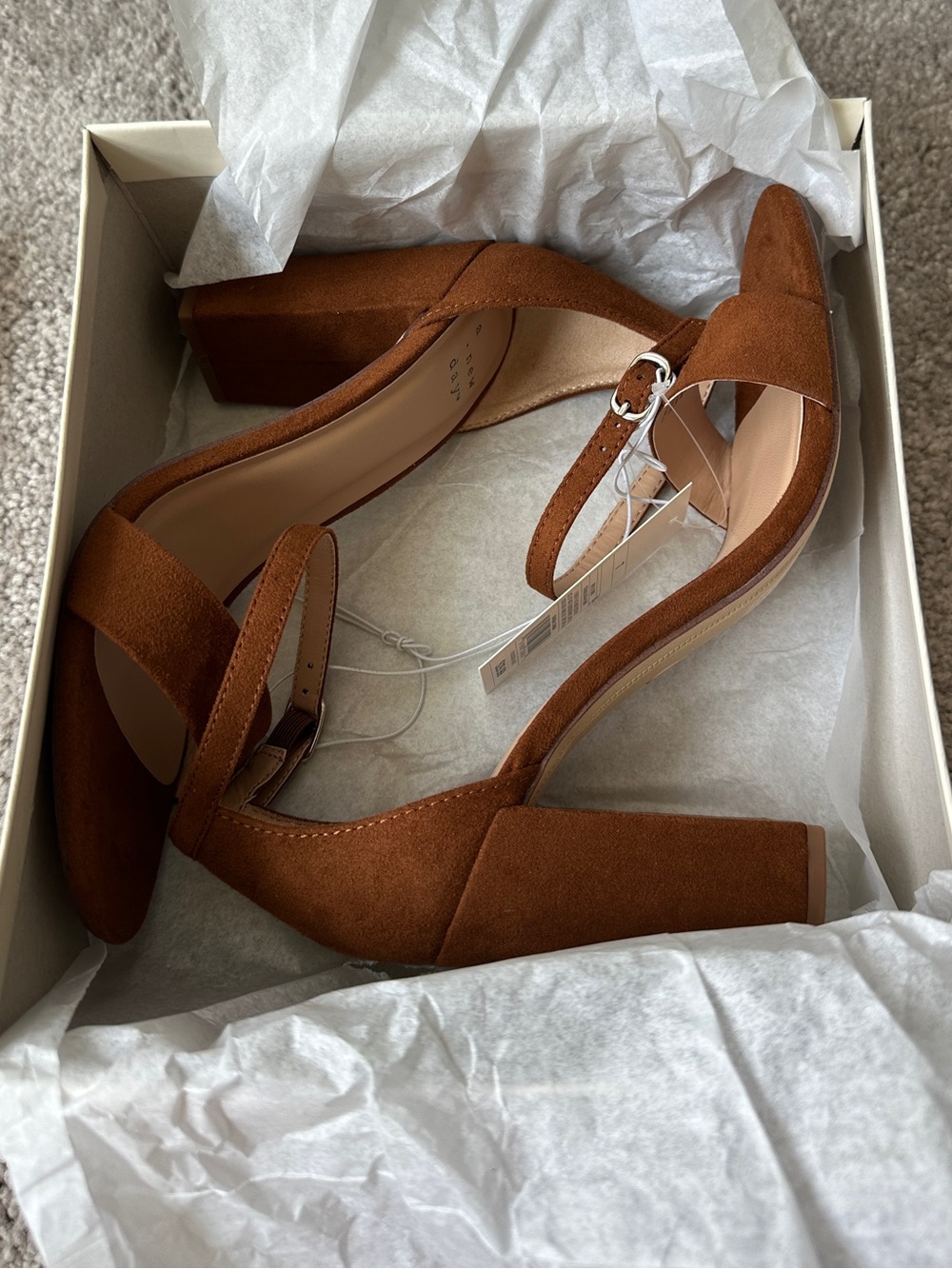 A New Day Women's Ankle Strap Block Heel Sandal - Cognac - Picture 8 of 13